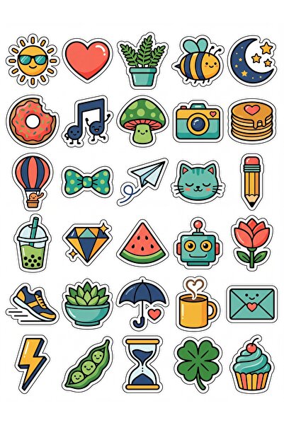 Store 30 Pieces Colorful Cute Icon Sticker Set - Fun Pack for Laptop Notebook...