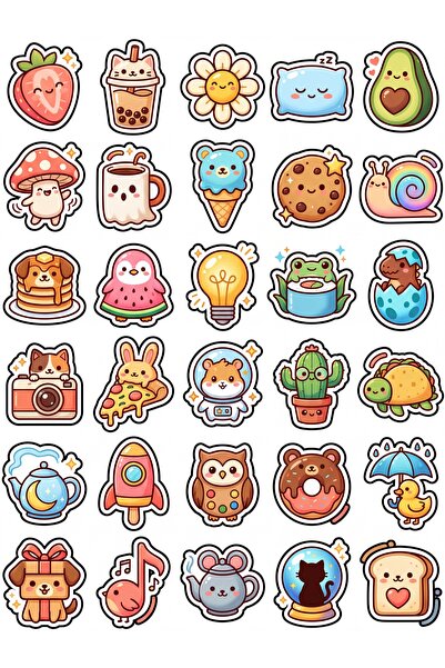 Store 30 Colorful Character Sticker Set - for Laptop, Agenda, Notebook