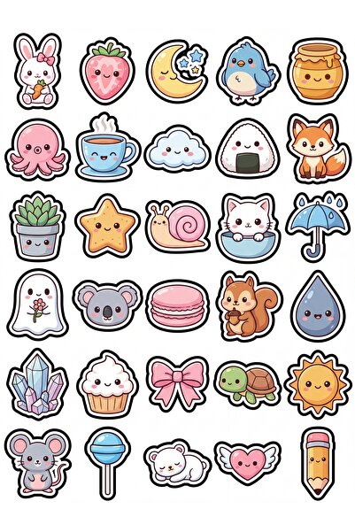 Store 30 Pieces Cute Figures Sticker Set - for Laptop, Notebook, Phone