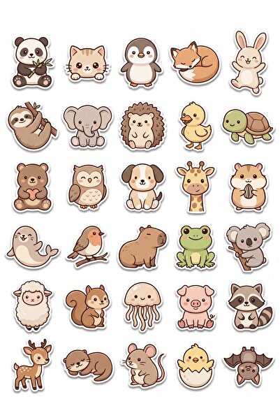 Store 30 Pieces Cute Animals Sticker Set - for Laptop, Notebook, Agenda, Phone