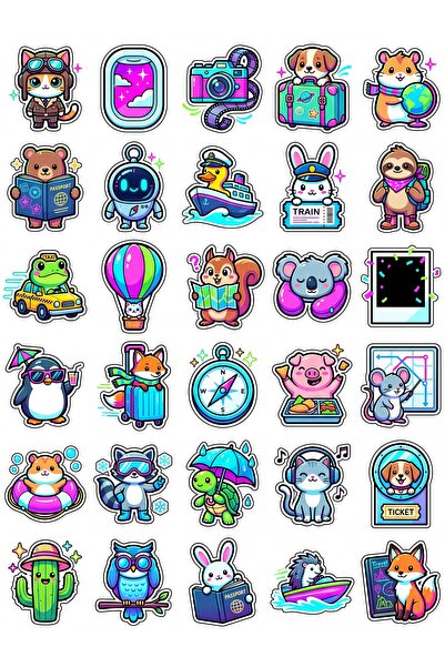 Store 30 Pieces Shiny Y2K Travel Sticker Set - for Suitcase Laptop Notebook