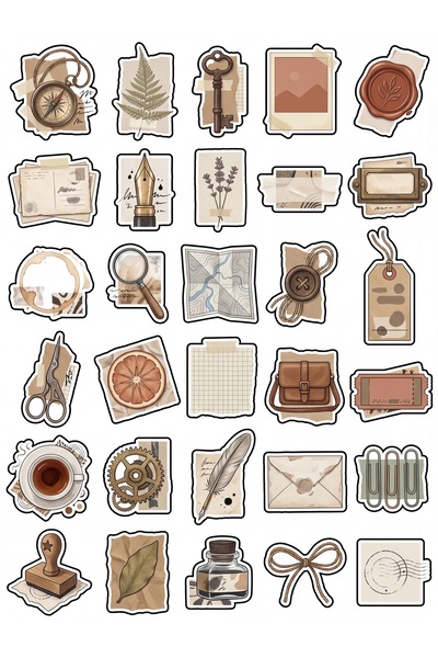 Store 30 Pieces Vintage Travel Scrapbook Sticker Set - for Agenda Notebook La...