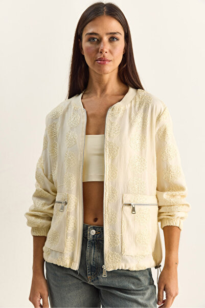 Bianco Lucci Γυναικείο ανάγλυφο κέντημα λουλουδιών με επένδυση και φερμουάρ, ...