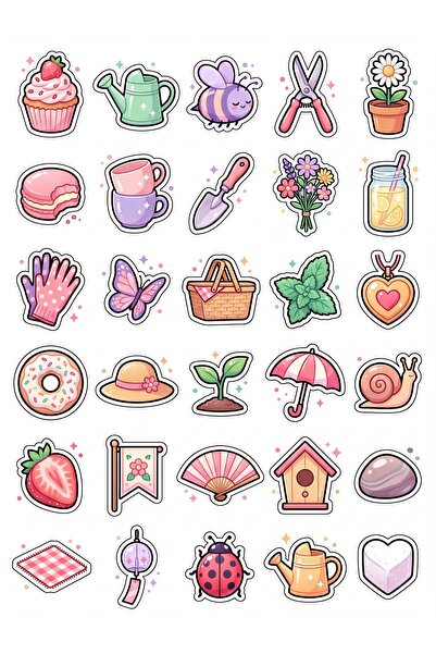 Store 30 Pieces Cute Spring Picnic Sticker Set - Shiny Design for Laptop, Age...