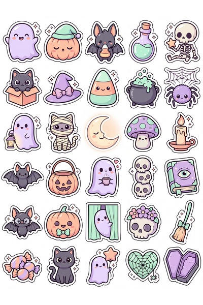 Store 30 Pieces Pastel Halloween Sticker Set - for Laptop, Notebook, Phone