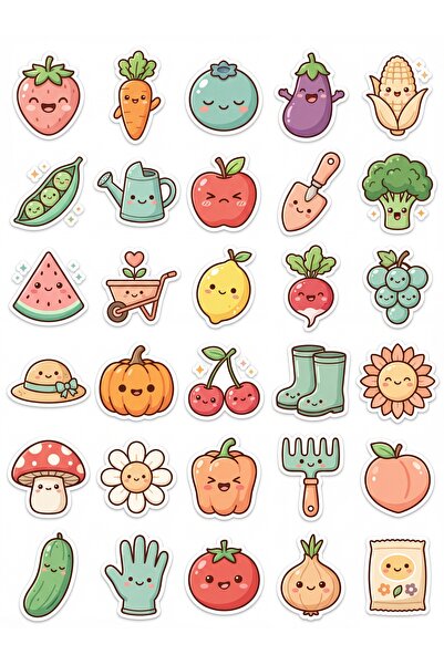 Store 30 Pieces Fruit and Vegetable Sticker Set - for Laptop, Notebook, Phone