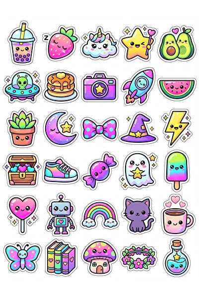 Store 30 Pieces Cute Icons Sticker Set - Laptop Notebook Phone Agenda