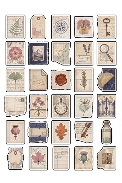 Store 30 Pieces Vintage Travel and Botanical Sticker Set - for Notebook, Agen...