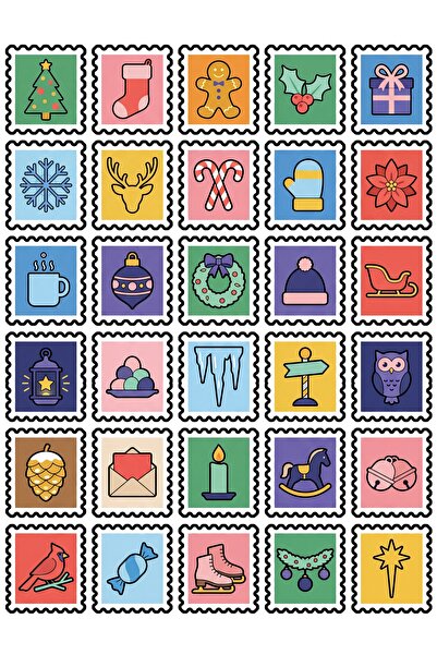 Store 30 Pieces Aesthetic New Year Postage Stamp Sticker Set - for Laptop, Ag...