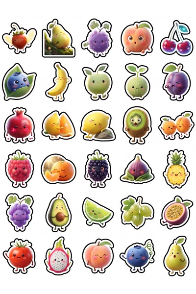 Store 30 Pieces 3D Fairy Tale Plush Fruits Sticker Set - for Laptop, Phone, A...