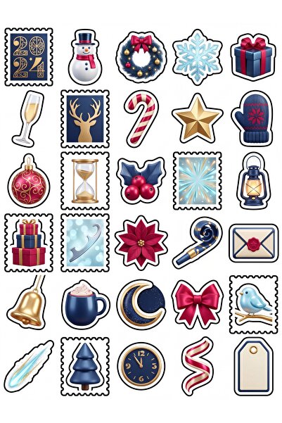 Store 30 Pieces 3D New Year Stamp Sticker Set - for Agenda Notebook Laptop Phone