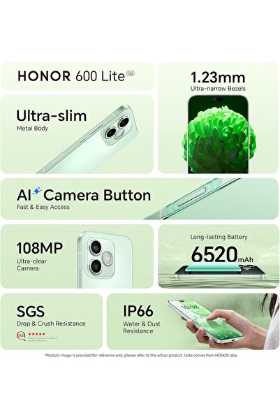 HONOR هاتف 600 لايت ثنائي الشريحة بتقنية 5G، لون أسود مخملي، ذاكرة وصول عشوائي 8 جيجابايت، سعة تخزين 128 جيجابايت - نسخة الشرق الأوسط