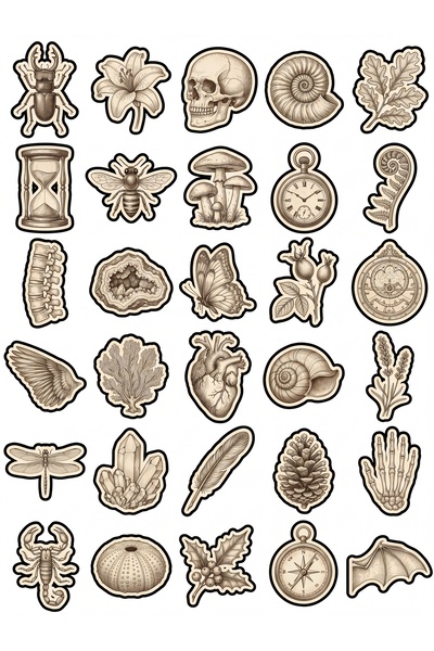 Store 30 Pieces Vintage Nature and Anatomy Sticker Set - for Laptop, Notebook...
