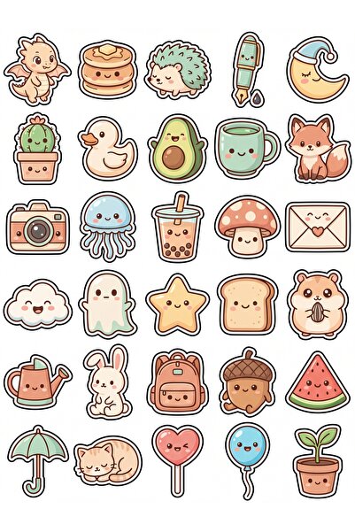 Store 30 Pieces Cute Character Sticker Set - for Laptop, Notebook, Phone