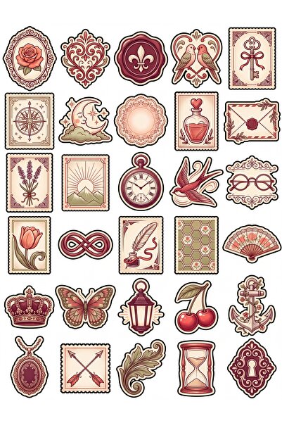 Store 30 Pieces Vintage Romantic Postage Stamp Sticker Set - Aesthetic for La...