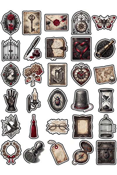 Store 30 Pcs Dark Romantic Gothic Sticker Set - Vintage Design for Agenda Not...