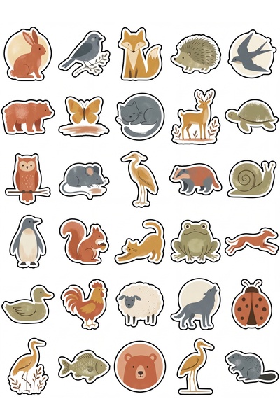 Store 30 Pieces Retro Nature Animals Sticker Set - Laptop Agenda Scrapbook