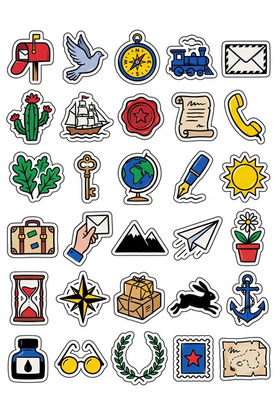 Store 30 Pieces of Fun Travel and Postal Stickers Set - Laptop Notebook Phone