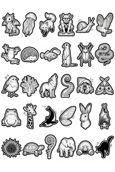 Store 30 Pieces Vintage Ink Sketch Sticker Set - Laptop Notebook Phone