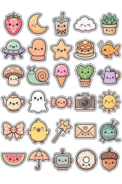 Store 30 Pieces Cute Characters Sticker Set - for Laptop, Phone, Agenda