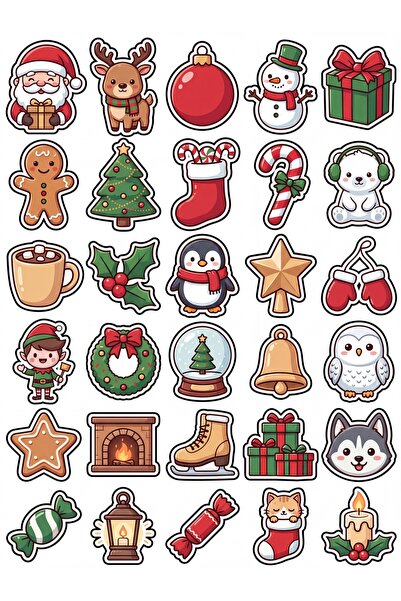 Store 30 Pieces Christmas Themed Sticker Set - for Laptop, Notebook, Phone
