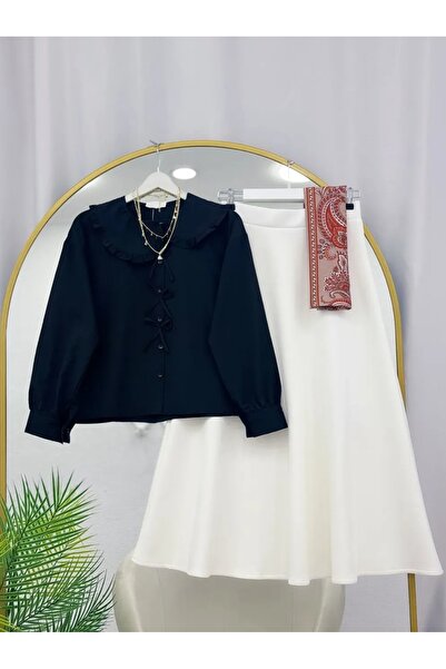 MODA VEDAT Γυναικείο Σετ Φούστας με Λεπτομέρεια Φιόγκου και Πουφ -05200