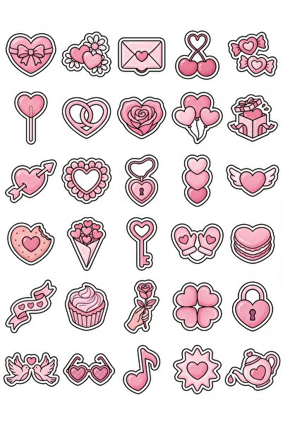 Store 30 Pieces Pastel Romantic Heart Sticker Set - for Laptop, Notebook, Phone