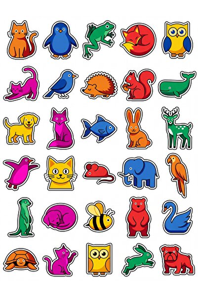 Store 30 Pieces Cute Pop-Art Animal Sticker Set - for Laptop, Agenda, Notebook