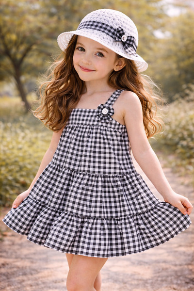 WE AND ME Rochie de vară din bumbac în carouri pentru fete