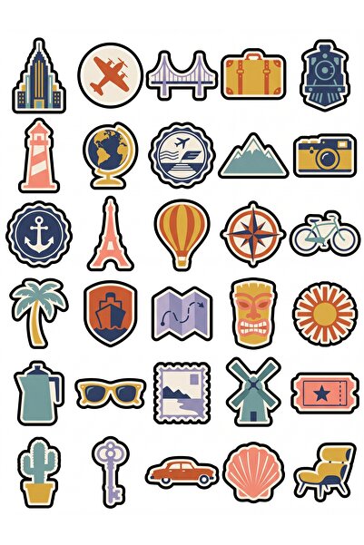 Store 30 Pieces Retro Travel and Sightseeing Sticker Set - for Suitcase, Lapt...