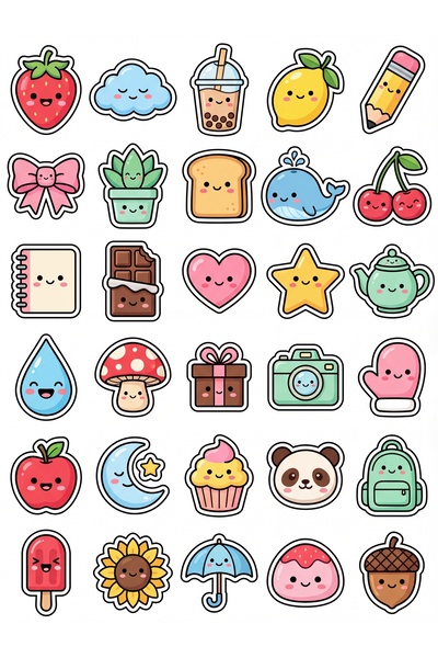 Store 30 Pieces Cute Character Sticker Set - for Laptop, Notebook, Agenda