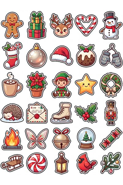 Store 30-Piece Christmas Sticker Set - for Laptop, Notebook, Phone, Agenda