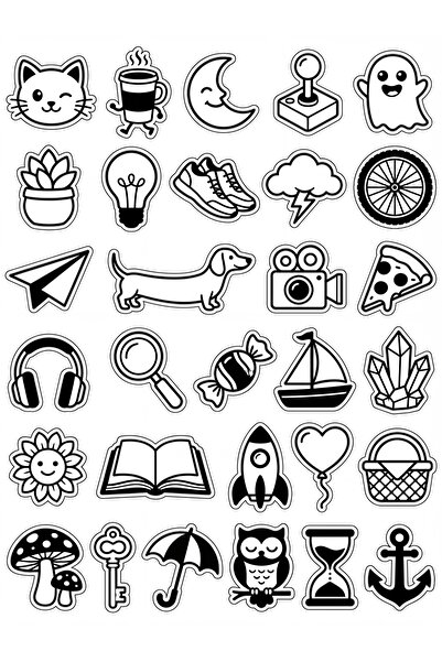 Store 30 Pieces Minimalist Black and White Figure Sticker Set - for Laptop, N...