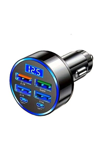 Arabest شاحن سيارة فائق السرعة بقوة 120 واط، محول USB-C بـ 6 منافذ، متعدد الأ...