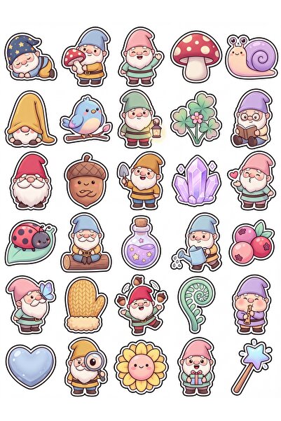Store 30 Pieces Cute Gnomes Sticker Set - for Laptop, Notebook, Agenda