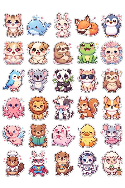 Store 30 Pieces Cute Animal Sticker Set - for Laptop, Phone, Agenda and Suitcase