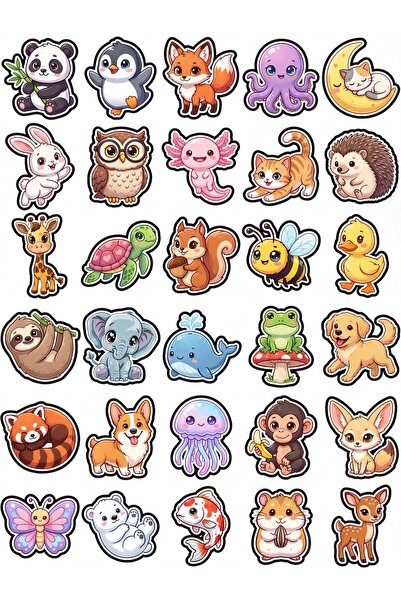 Store 30 Pieces Cute Animal Sticker Set - for Laptop, Notebook, Phone