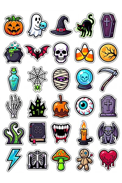 Store 30 Pieces of Energetic Halloween Sticker Set - for Laptop, Phone, Notebook