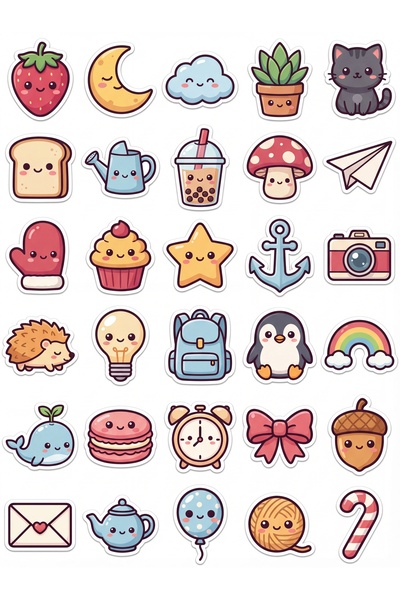 Store 30 Pieces Cute Figures Sticker Set - for Laptop, Notebook, Agenda