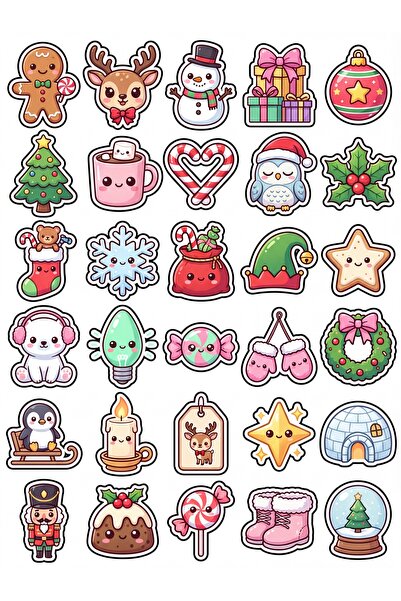 Store 30 Pieces Christmas Sticker Set - Decoration for Laptop, Notebook, Phone