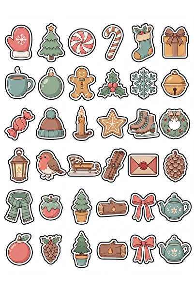 Store 30 Pieces Nostalgic Winter and New Year Sticker Set - for Planner, Agen...