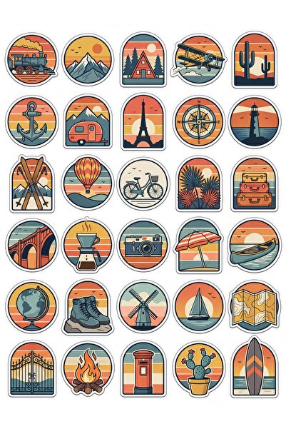 Store 30 Pieces Vintage Nostalgic Travel Sticker Set - for Suitcase, Laptop, ...