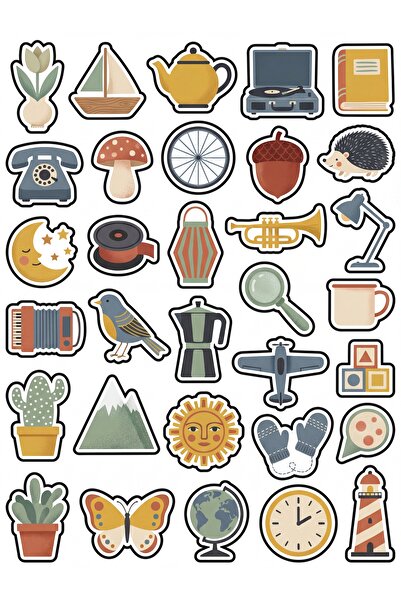 Store 30 Pieces Nostalgic Vintage Object Sticker Set - for Laptop, Notebook, ...
