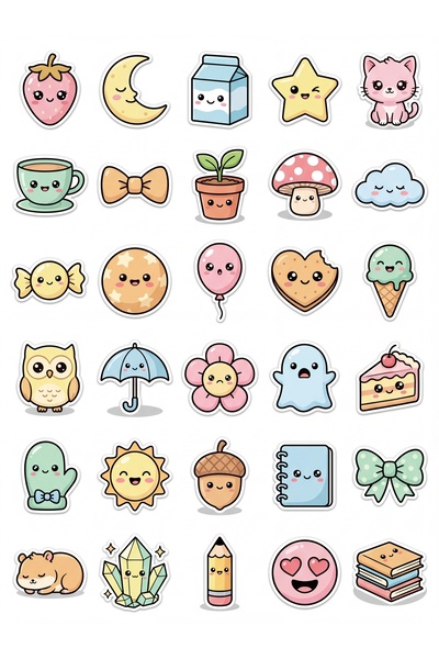Store 30 Pieces Cute Objects Sticker Set - Laptop Notebook Phone