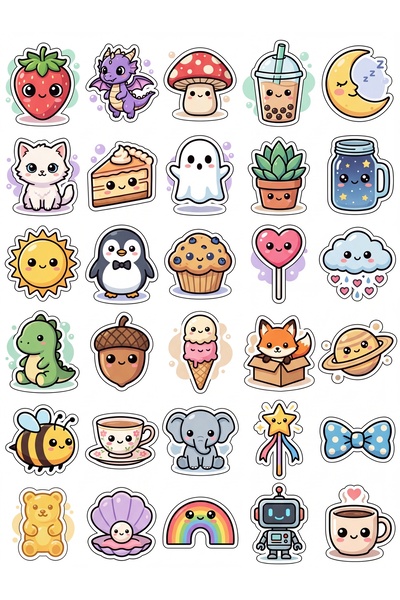 Store 30 Pieces Cute Characters Sticker Set - for Laptop, Agenda, Phone