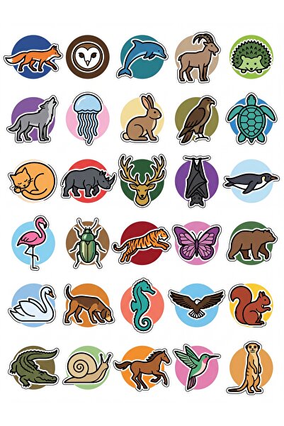 Store 30 Pieces Minimalist Linear Animal Sticker Set - for Laptop, Notebook, ...