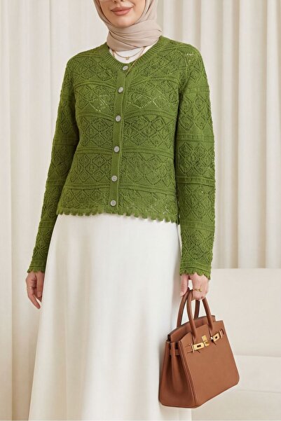 HİJABAYA Ζακέτα πλεκτή διάτρητη με σχέδια και κουμπιά