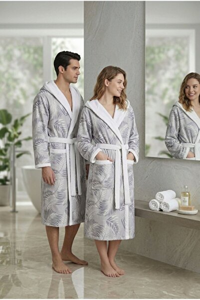 Loselya Μοντέρνο μπουρνούζι με κουκούλα από βαμβάκι με βοτανικό σχέδιο