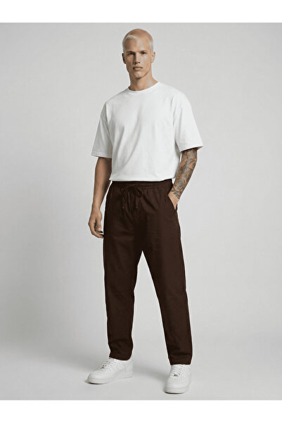 Danger Ανδρικό παντελόνι με ελαστική μέση και κορδόνια, από βαμβάκι και λινό,...