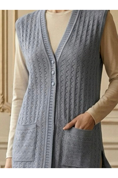 tiriTEK TRİKO Μερσεριζέ Διάτρητο Γιλέκο Μητέρας / Γκρι